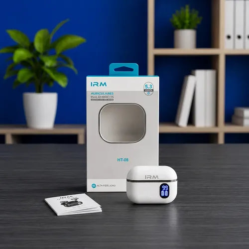 Audífonos Bluetooth Ht-08 Pantalla Digital Alta Fidelidad Blanco