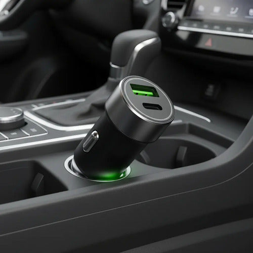 Cargador De Auto Rápido De 33w Con Usb-c Y Usb-a Para iPhone, Samsung Y Xiaomi Negro