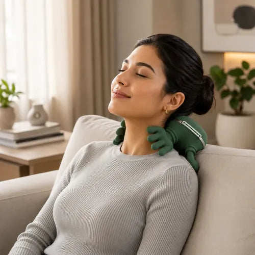 Masajeador Tensión Cervical Recargable Para Cuello Y Hombos Verde Musgo