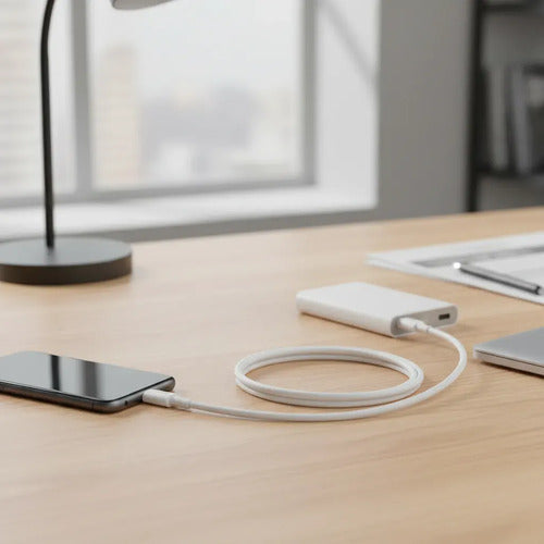 Cable Usb-c A Usb-c De 1 M Para Carga Y Transferencia De Datos Rápida Blanco