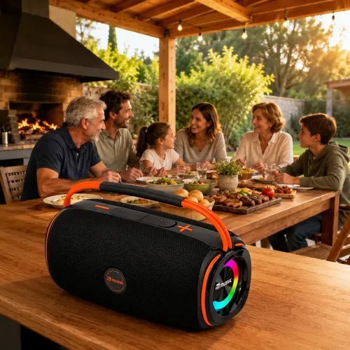 Parlante Bluetooth 10w Luces Rgb Recargable Radio Fm Tws Negro