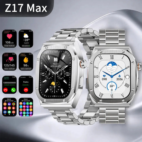 Smartwatch Diegmark Z17-max Para Hombre Y Mujer Con Llamadas Bluetooth Y Pantalla Amoled 2.01  Plateado Metalica