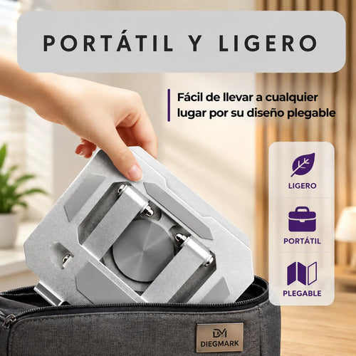 Soporte Metálico Ajustable Plegable Para Tablet Y Celular Plateado