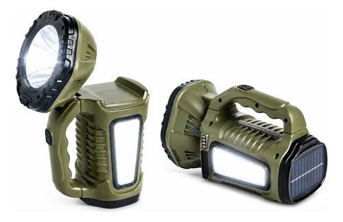Linterna Led Cob Solar Recargable Usb 1200mah Ajustable 90° Luz Led Blanco Verde