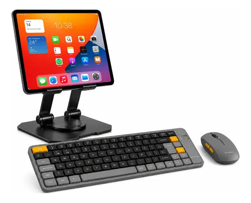 Kit Para Tablet De Teclado Y Mouse Gamer + Soporte Metálico Gris/negro Gris Oscuro
