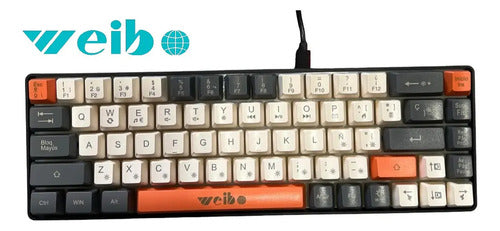 Teclado Gamer Weibo Wb333 Mini Rgb Iluminación Multiefecto Usb-c Compacto Negro Español Latinoamericano