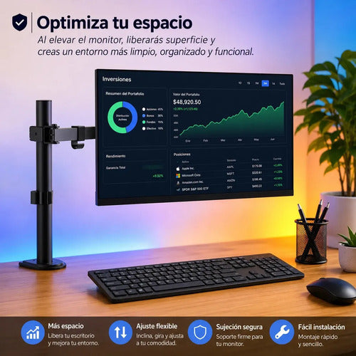 Soporte Monitor Articulado 14 A 32 Pulgadas Vesa 8kg 360° Negro