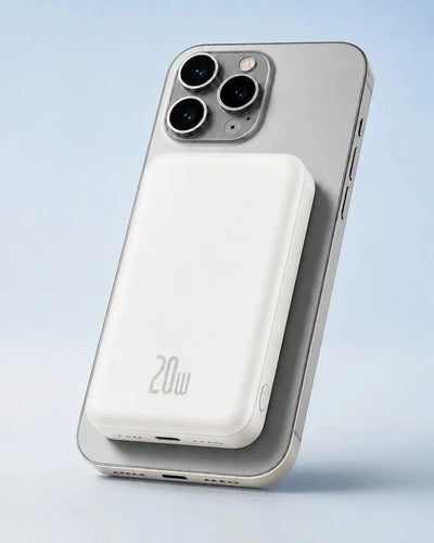 Power Bank Magnético Inalámbrico De 5000mah Con Carga Rápida Pd20w Para iPhone Y Android Blanco
