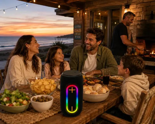 Parlante Inalámbrico Recargable Bs-27 Luz Rgb Sonido Potente Negro