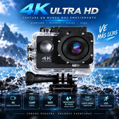 Cámara Deportiva Acción 4k Wifi 16mp 170° Sumergible 30m
