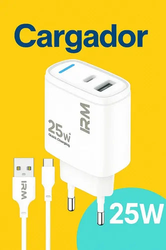 Cargador Rápido De Pared 25w Con Cable Tipo C Compatible Con Samsung Galaxy Y Android Blanco