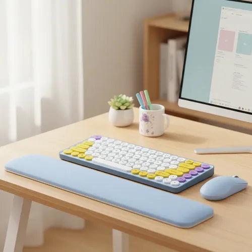 Kit Teclado Y Mouse Inalámbricos Teclas Redondas Silencioso