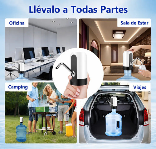 Dispensador De Agua Eléctrico Usb Recargable Para Bidón 20l Blanco
