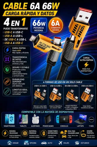 Cable Usb A Tipo C De 1 M, Diegmark Ca-888 Para Carga Rápida Y Datos Negro