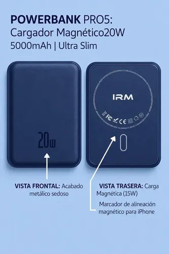Powerbank Magnético Carga Rápida Para iPhone Y Android Azul