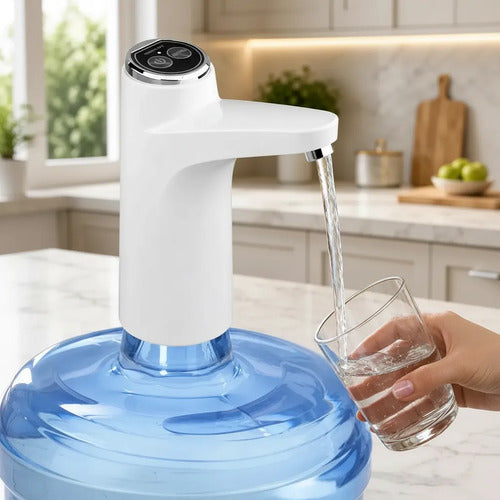 Dispensador De Agua Eléctrico Usb Recargable 8 A 20 L Blanco