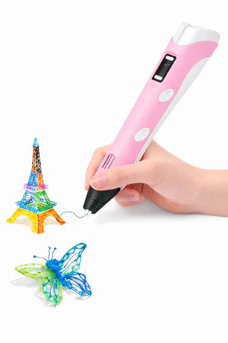 Lápiz De Impresión 3d Recargable Con Pantalla Y Base Para Filamentos Pla/abs Rosa Rosa Claro