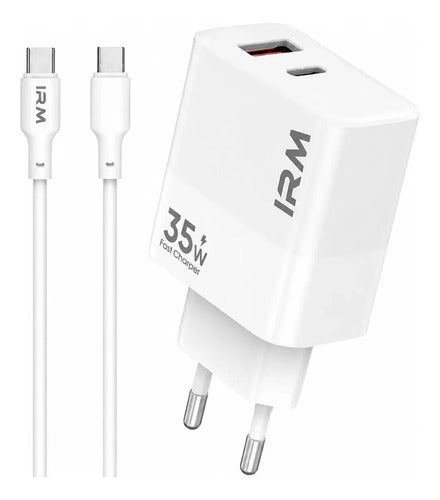 Cargador De Pared Diegmark 35w Con 2 Puertos Usb Y Usb-c Para Celulares Blanco