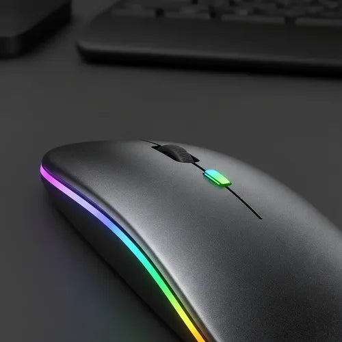 Mouse Inalámbrico Recargable Irm Mk-07 Con Bluetooth Y Rgb Para Gamer U Oficina Gris Oscuro