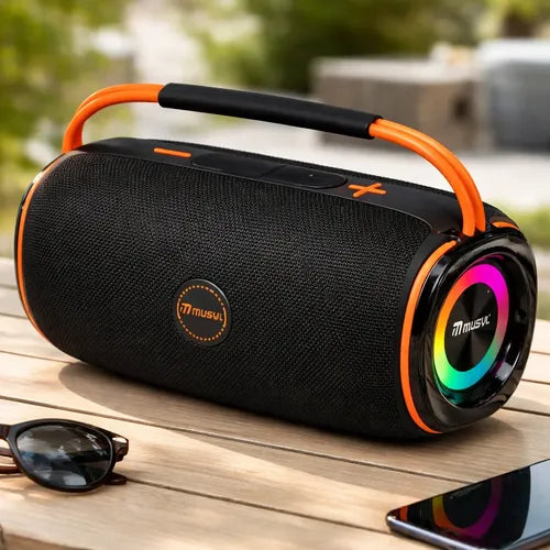 Parlante Bluetooth 10w Luces Rgb Recargable Radio Fm Tws Negro