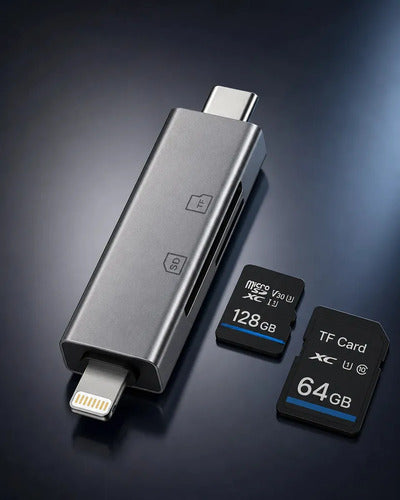 Lector De Tarjetas Micro Sd Y Tf Irm Con Usb C Y Usb Para iPhone Gris