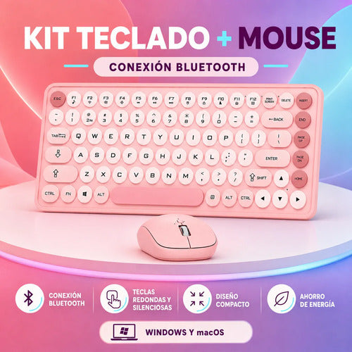 Kit Teclado Y Mouse Inalámbricos Teclas Redondas Silencioso