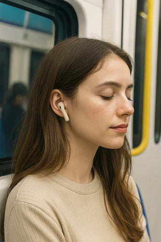 Audífonos Inalámbricos Diegmark Ht-09 Bluetooth 5.3 Con Sonido Hi-fi Y Micrófono Para Android Y iPhone Beige Claro