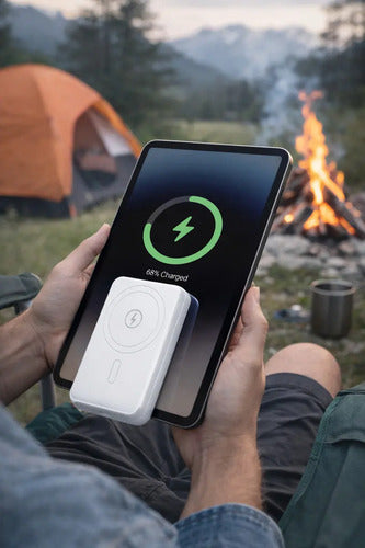 Power Bank Magnético Inalámbrico De 10000mah Con Carga Rápida 22.5w Para iPhone Magsafe Y Android Blanco