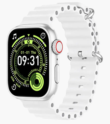 Smartwatch Diegmark W9-ultra Con Pantalla Hd Amoled Para Android E Ios, Color Blanco Plateado Deportivo