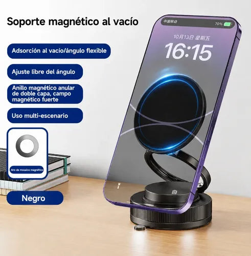 Soporte Magnético Adsorción Al Vacío Para Auto Rotación 180° Negro/bronce