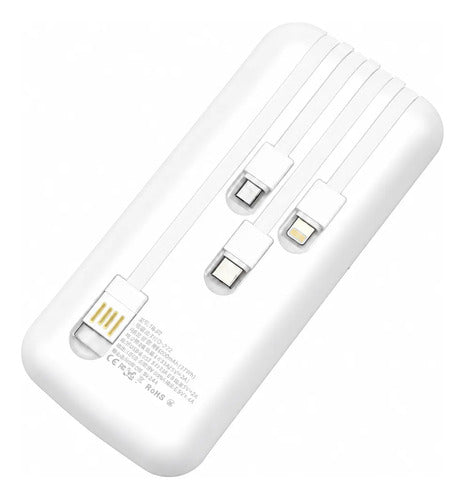 Power Bank Carga Rápida 10000mah 22.5w Pd 4 Cables Integrado Blanco