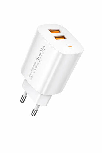Cargador Rápido De Pared Con Doble Puerto Usb Y Cable Micro-usb Para Android Blanco