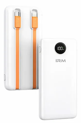 Power Bank Irm Ir49 De 10000 Mah Con Carga Rápida Y Cables Integrados Para iPhone Y Android Blanco