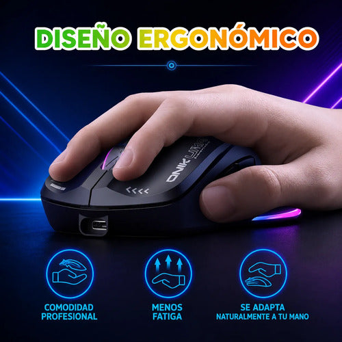 Mouse Gamer Inalámbrico Onikuma Rgb 2.4 Ghz 4800 Dpi Negro