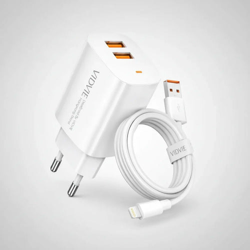 Cargador Carga Rápida 2.4a Compatible Con iPhone 8 Al 14 Blanco