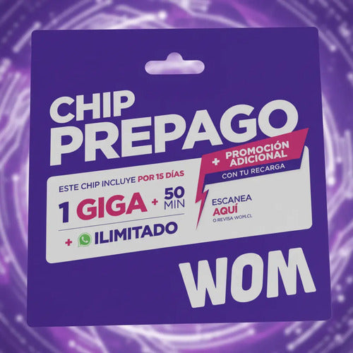 Chip Prepago Wom 1gb + 50 Minutos Chip Telefonia 3 En 1