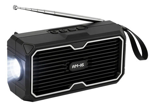 Parlante Portátil Solar 5w Radio Fm Linterna Led Recargable