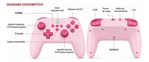 Control Compatible Con N. Switch 1-2 Pc Smart Tv Smartphone Rosa