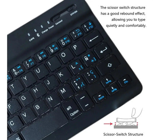 Teclado Bluetooth Recargable Ultradelgado Y Silencioso Compatible Con Android Ios Windows Y Mac Negro Español Latinoamericano