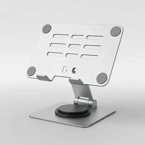 Soporte Giratorio Para Tablet Y Smartphone 360° En Aluminio | Base Ajustable Y Ergonómica Plateado