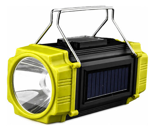 Linterna Led Multifunción Recargable Solar + Usb + Powerbank Verde