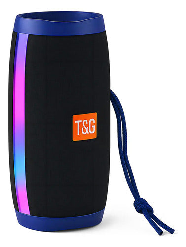 Parlante Bluetooth Inalámbrico Portátil Tg-157 Con Luces Led Rgb Y Radio Fm Negro
