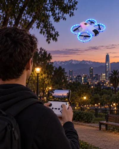 Drone Mini K5 2.4ghz Cámara Aérea Control Remoto Luces Led Gris