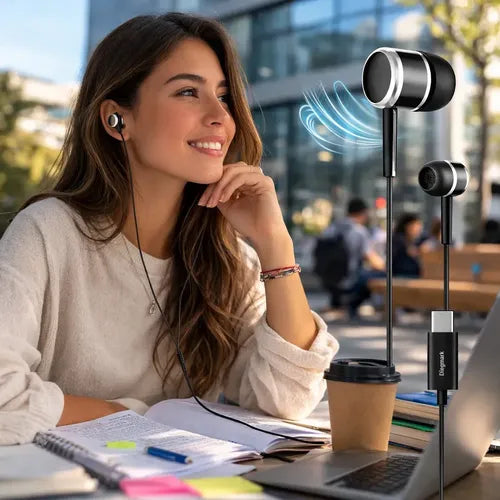 Audífonos In-ear Diegmark Dk06 Usb-c Con Micrófono Y Sonido 3d Estéreo Para Llamadas Hd Negro