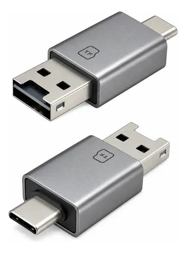 Lector De Tarjetas Tf Micro Sd Conectores Usb C Usb Compacto Gris
