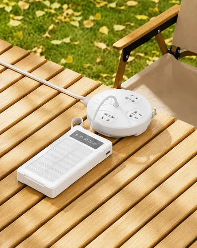 Powerbank Solar Portátil 30000mah Doble Usb Luz Led Blanco