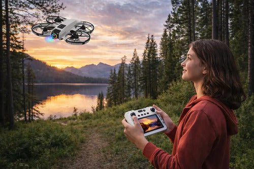 Drone Con Cámara Y Motores Brushless Para Vuelo Estable De 15 Minutos Gris Claro