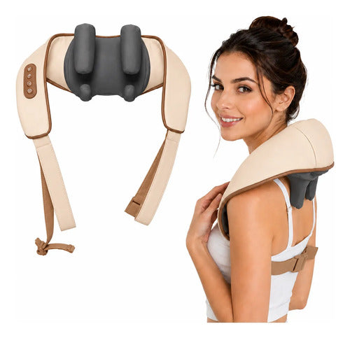 Masajeador Cervical De Cuello Hombros 20w Portátil Recargabl Beige