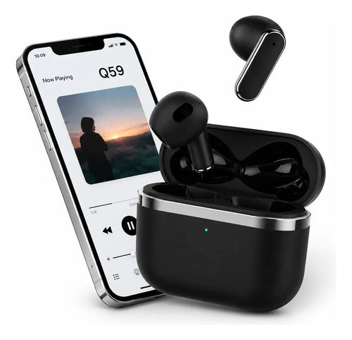 Kit Audífonos Bluetooth 5.49 Y Bolso Organizador Accesorios Negro