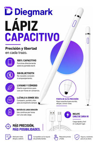 Lápiz Óptico Diegmark Upencil 2 Capacitivo Para Tablet Y Celular